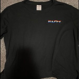PINK happy shirt(cropped) ! size small